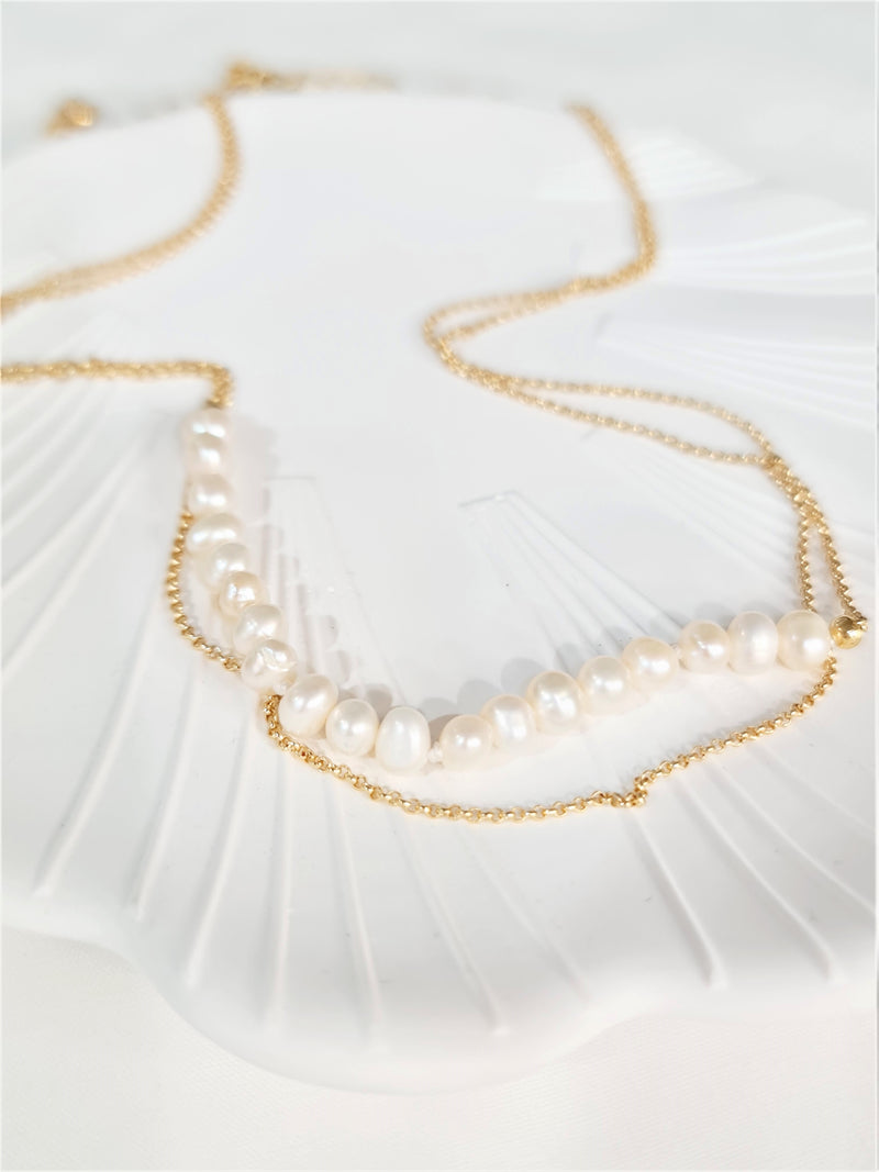 Fine Chain Pearl Layer Necklace