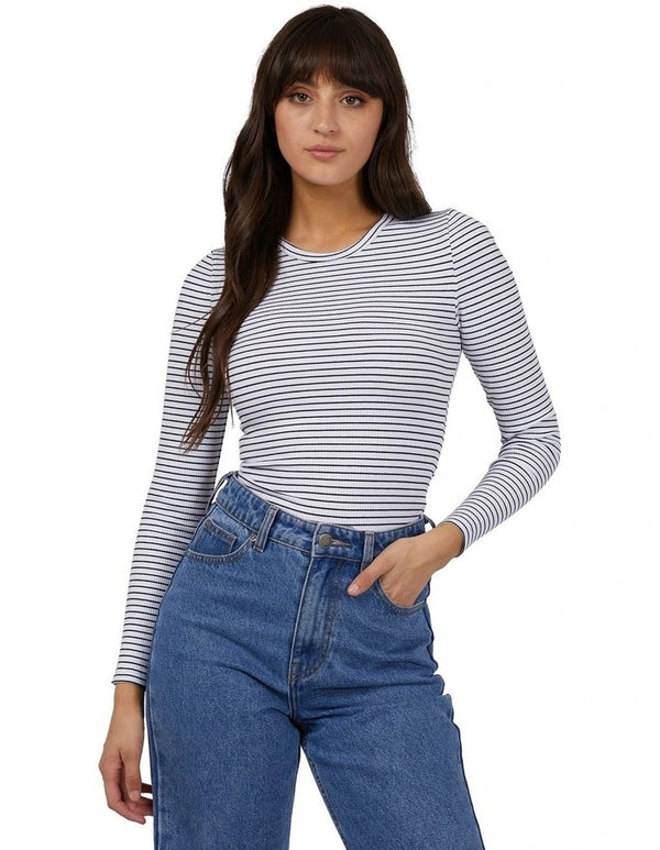 Eve Rib Stripe Long Sleeve White