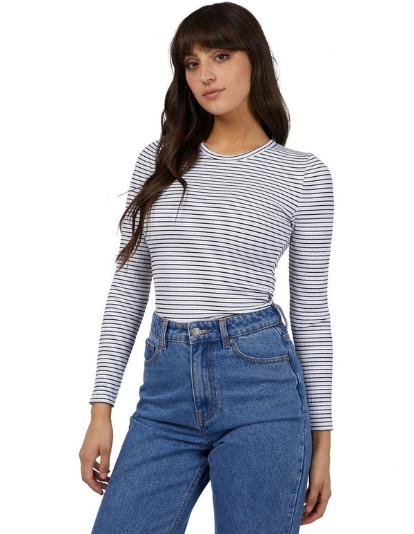 Eve Rib Stripe Long Sleeve White