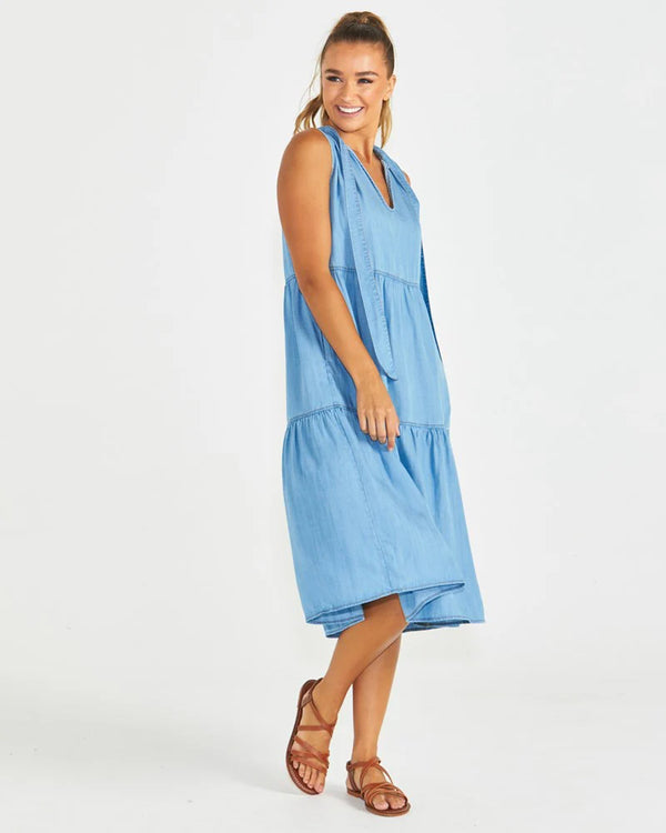 Seville Tiered Dress Chambray