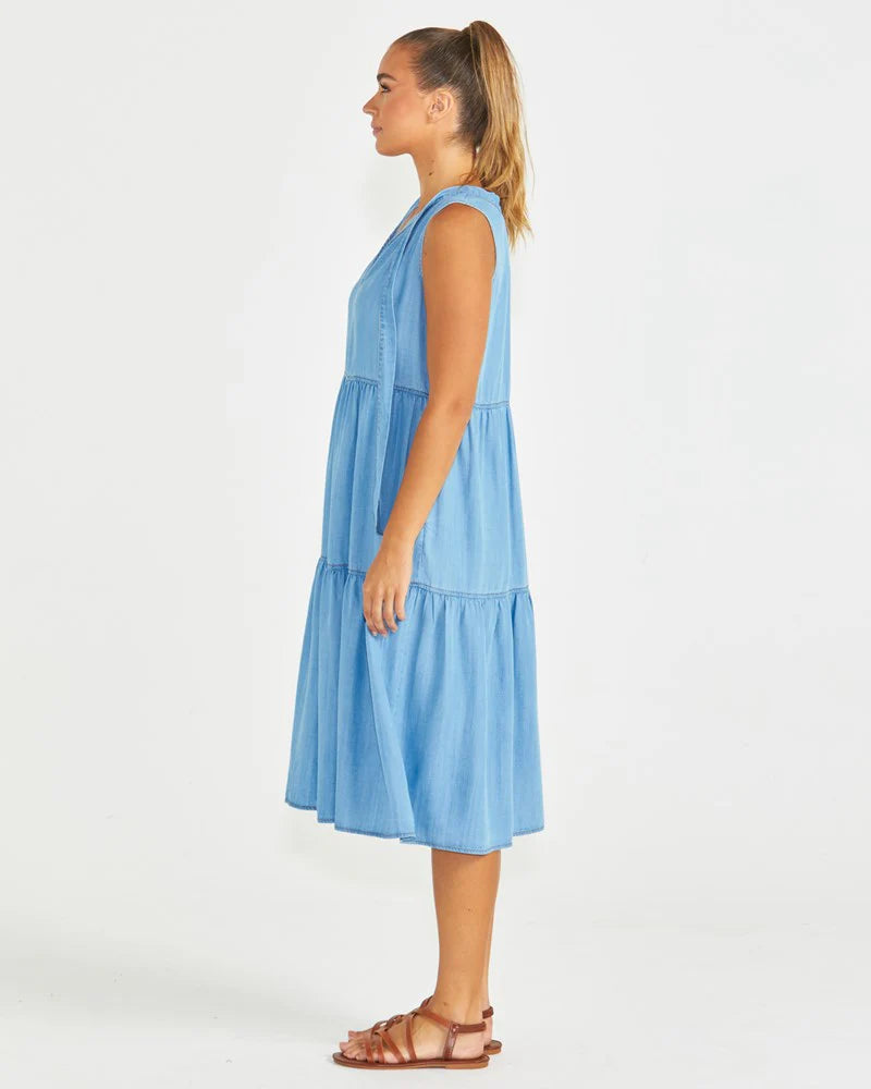 Seville Tiered Dress Chambray