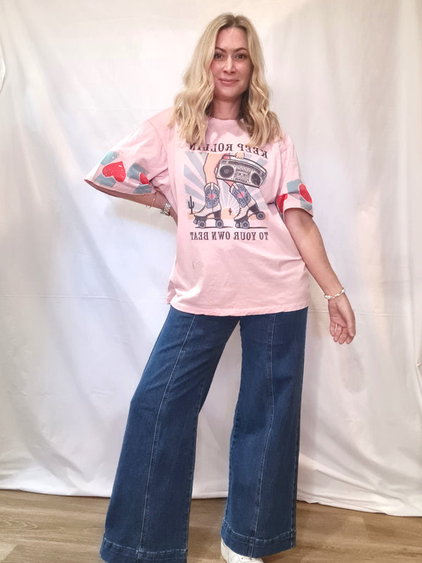 Keep Rollin Tee Pink