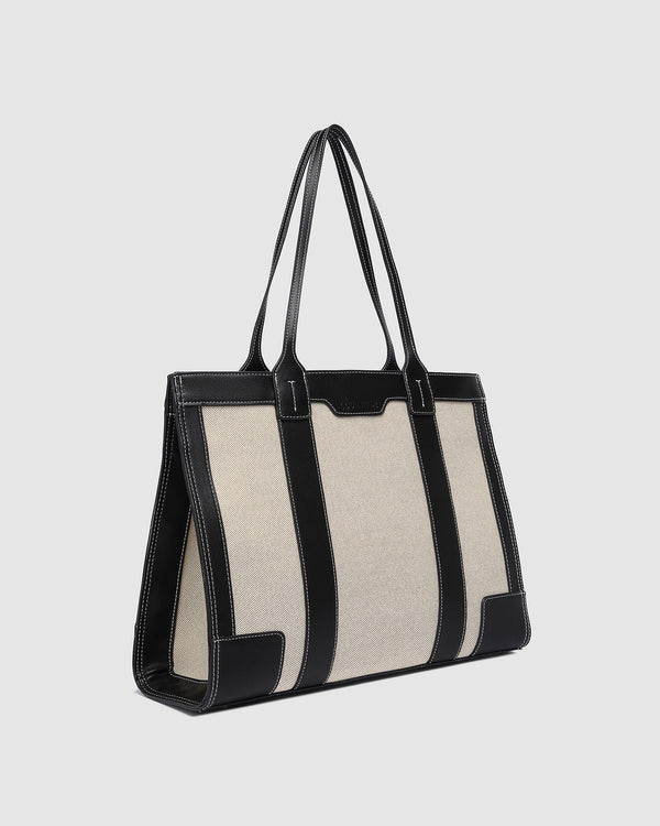 Toorak Canvas Tote Bag Natural Black