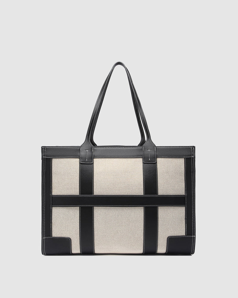 Toorak Canvas Tote Bag Natural Black