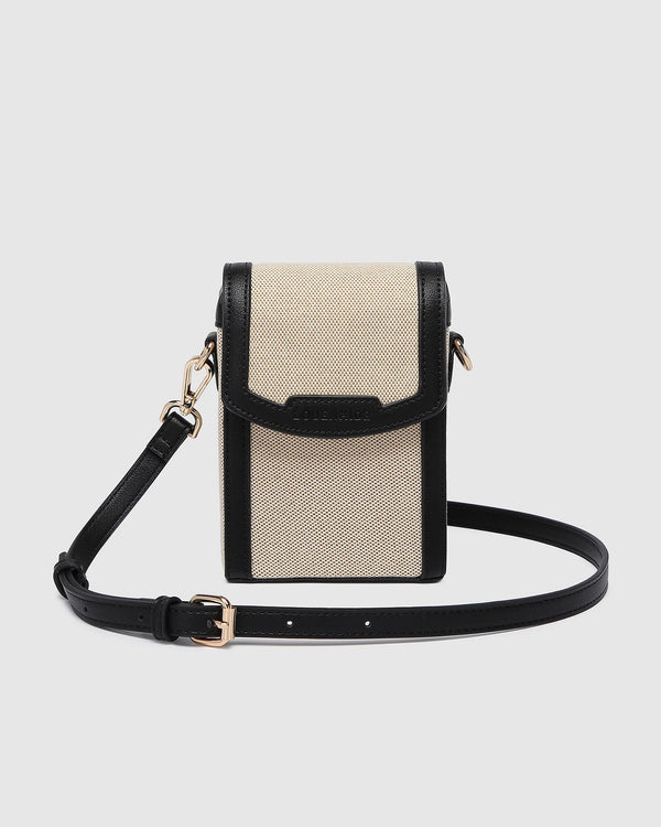 Yoko Canvas Phone Bag Natural Black