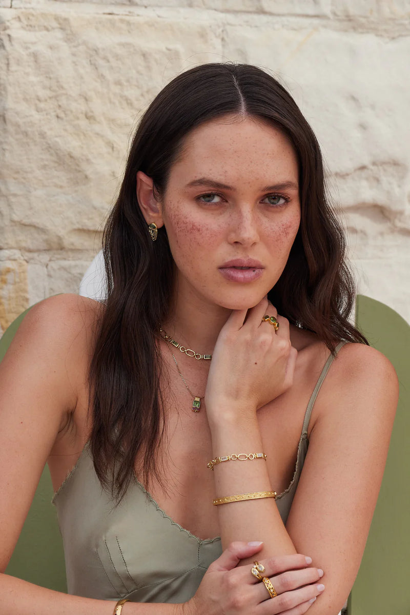 Nyra Apatite Gold Earrings