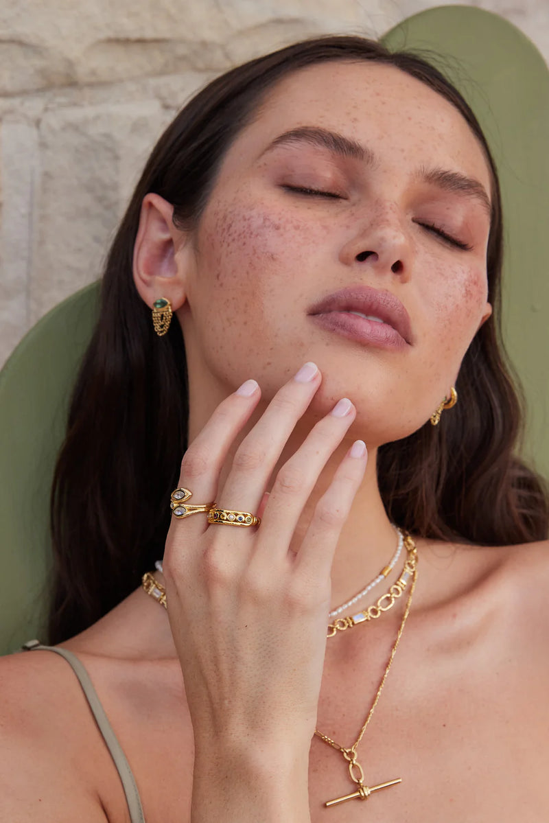 Nyra Apatite Gold Earrings