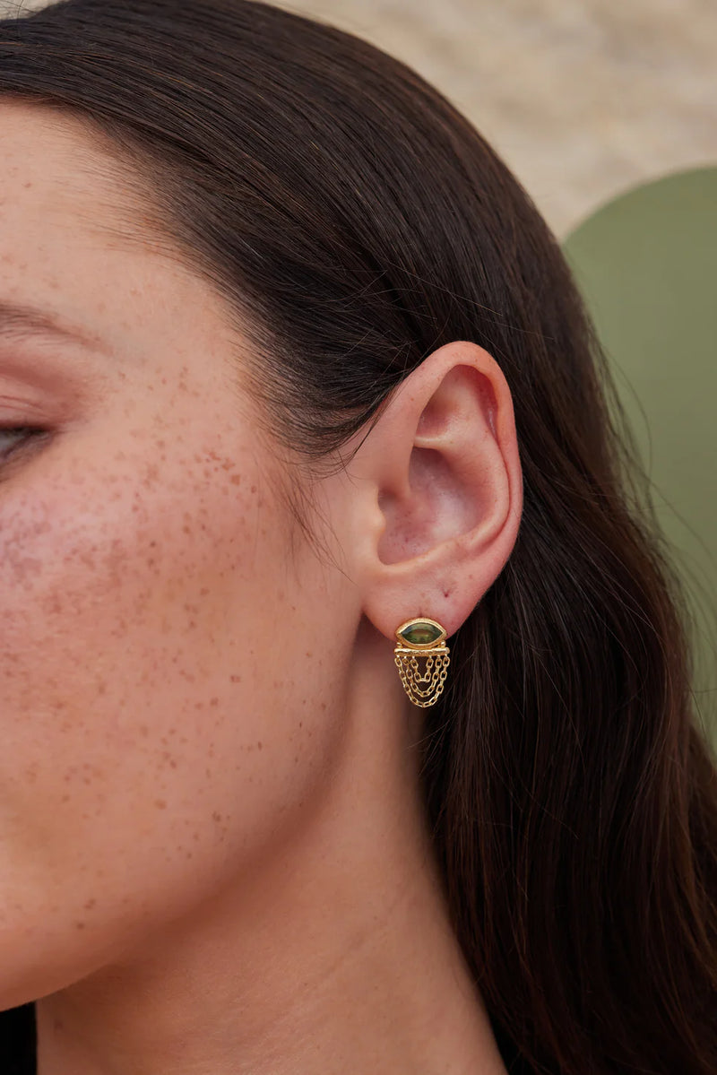 Nyra Apatite Gold Earrings