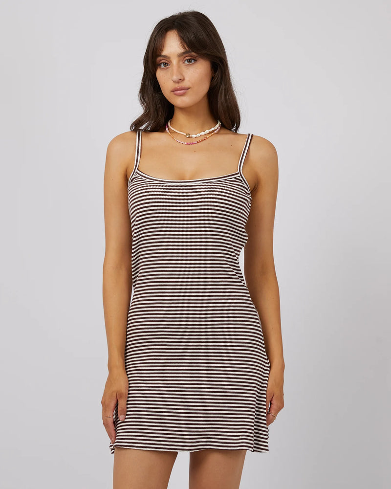 Eve Rib Stripe Mini Dress Brown