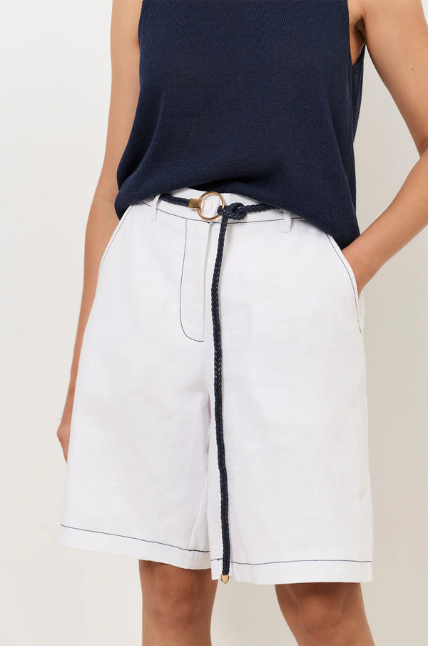 Ring Front Plaited Tie Belt Navy