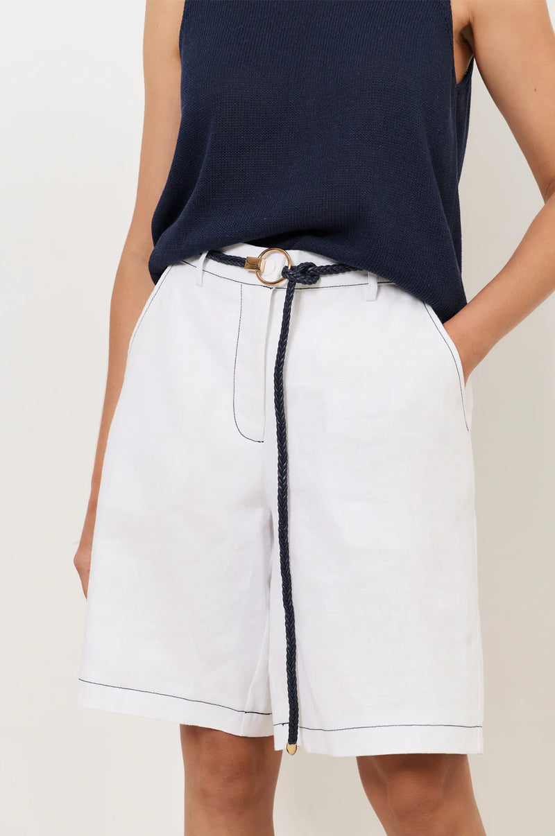 Ring Front Plaited Tie Belt Navy