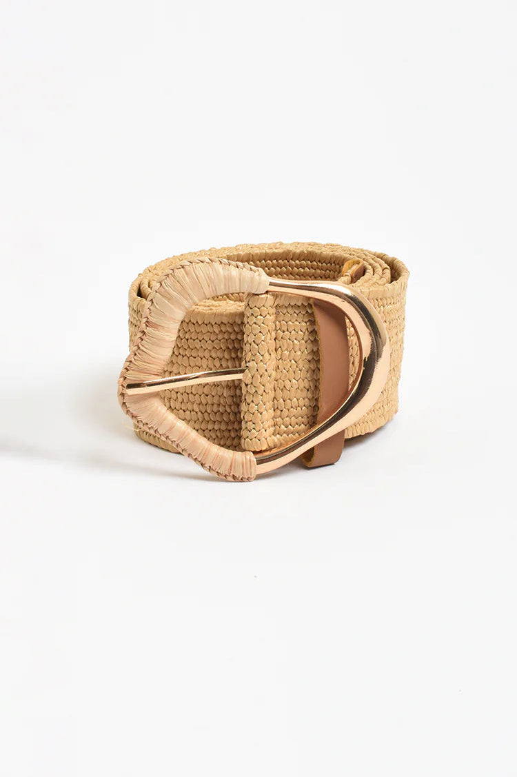 Wrapped Buckle Stretch Belt Camel