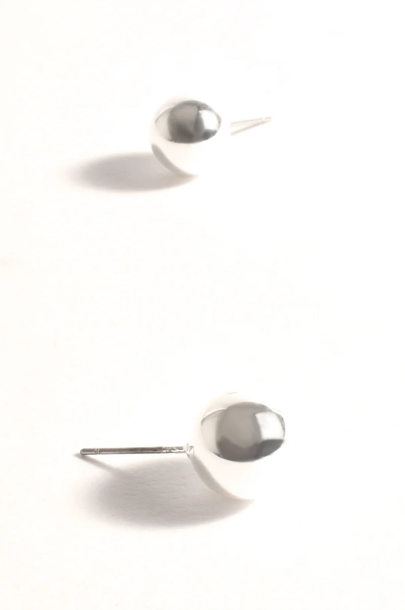 Metal Ball Stud Earrings Silver