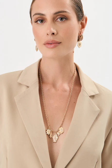 Charm Drop Mini Hoops Gold
