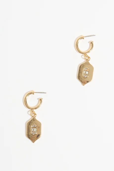 Charm Drop Mini Hoops Gold