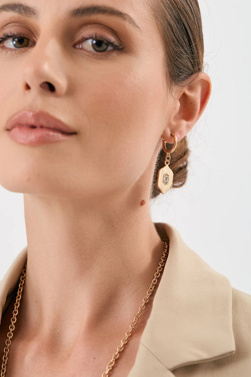 Charm Drop Mini Hoops Gold