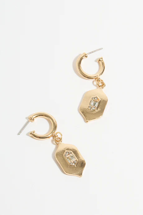 Charm Drop Mini Hoops Gold
