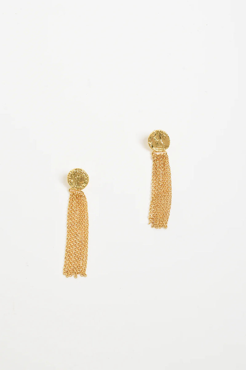 Long Event Chain Tassel Earrings Gold