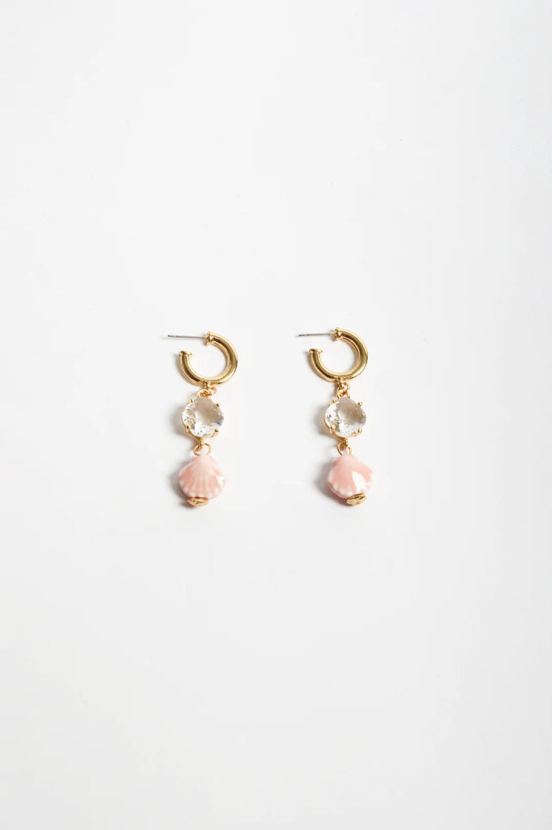 Ceramic Glass Shell Drop Hoops Pink
