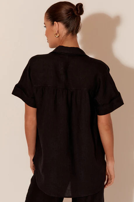 Bryony Linen Short Sleeve Shirt Black