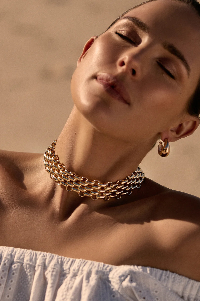 Statement Chain Collar Necklace Gold