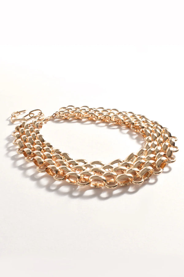 Statement Chain Collar Necklace Gold