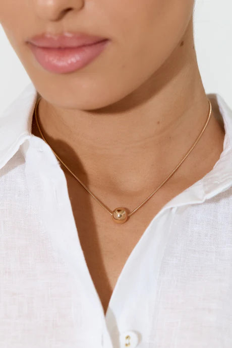 Metal Ball Snake Chain Necklace Gold