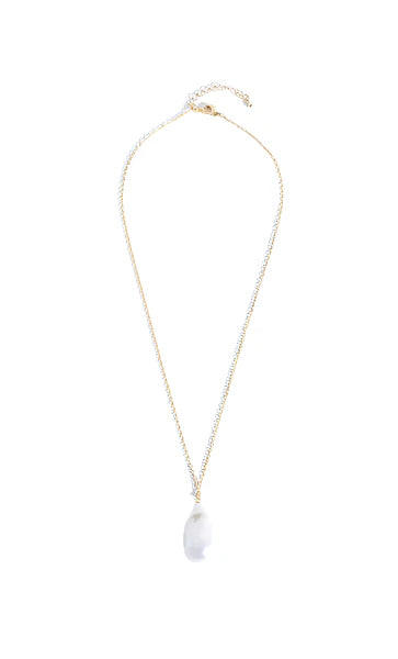 Fine Long Chain Baroque Necklace Cream Gold