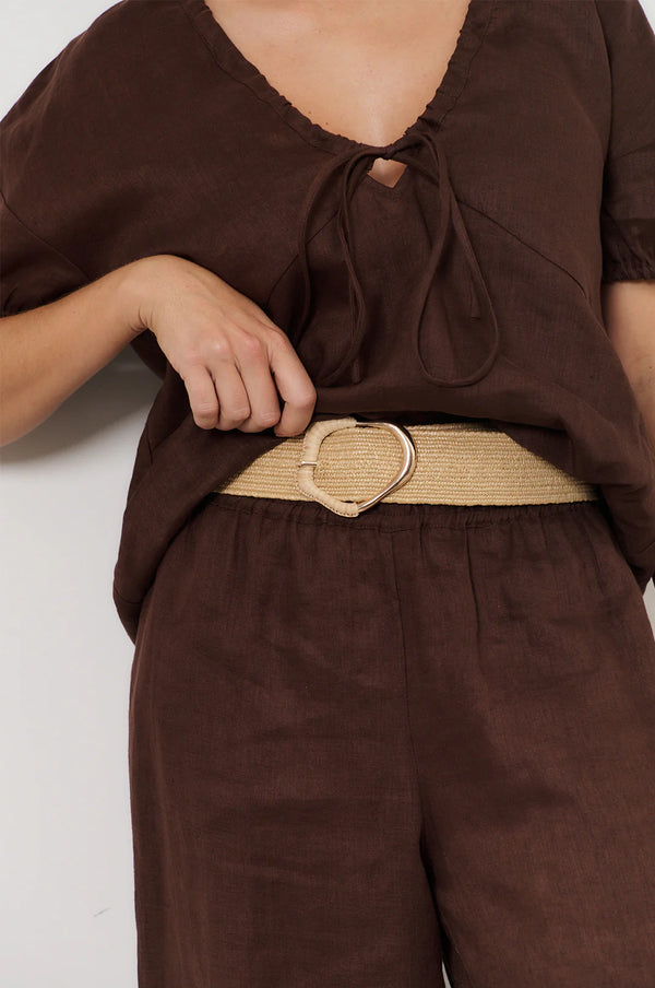 Wrapped Buckle Stretch Belt Camel