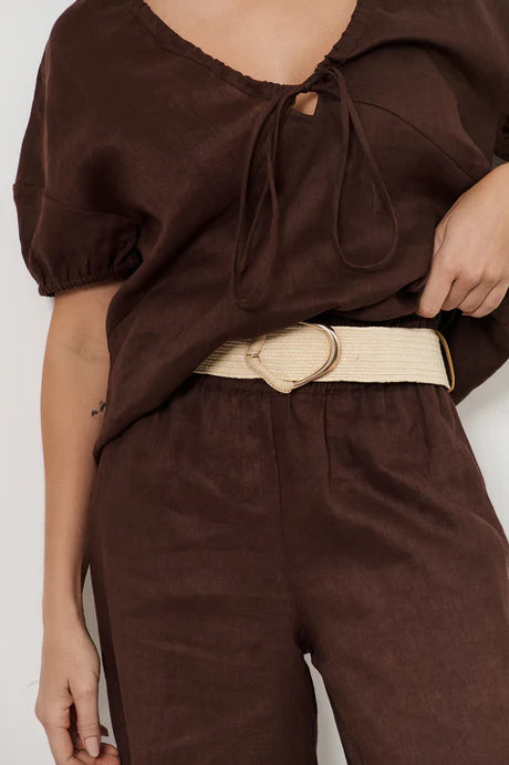 Wrapped Buckle Stretch Belt Natural