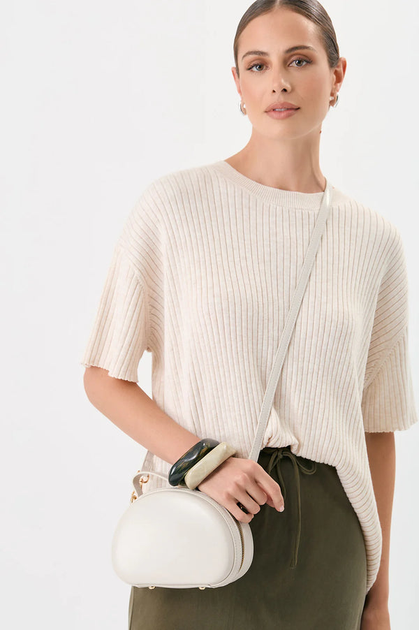 Carmin Curved Crossbody Bag Stone