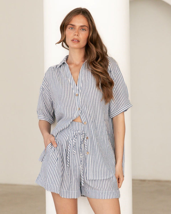 Ariel Stripe Top Blue