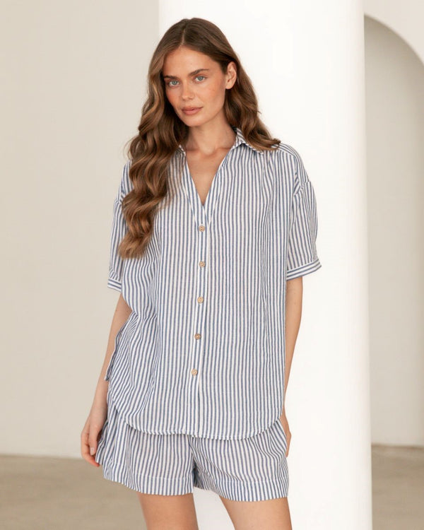 Ariel Stripe Top Blue