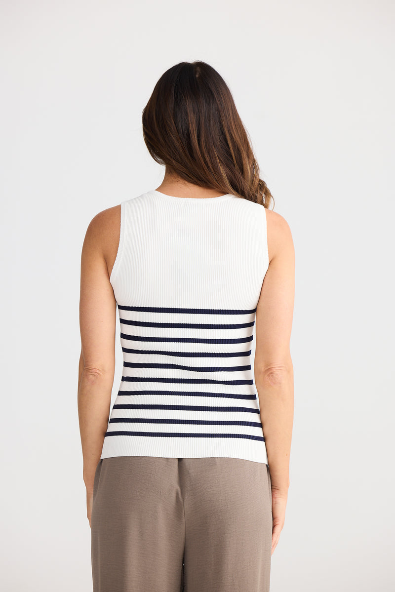 Amba Tank White w Navy Stripe