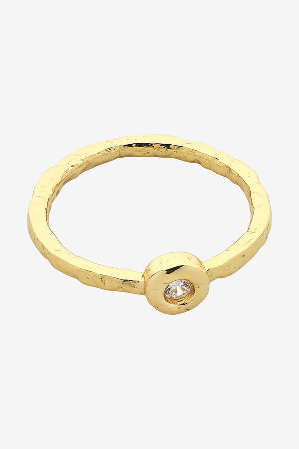 Betsy Gold Clear Ring