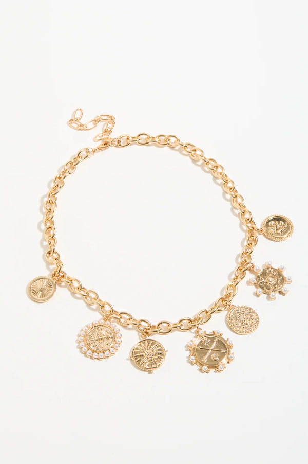 Charlie Multi Charms Necklace Gold