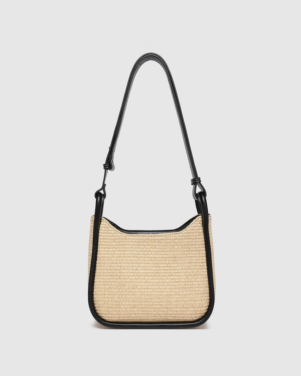 Clare Shoulder Bag Raffia Black