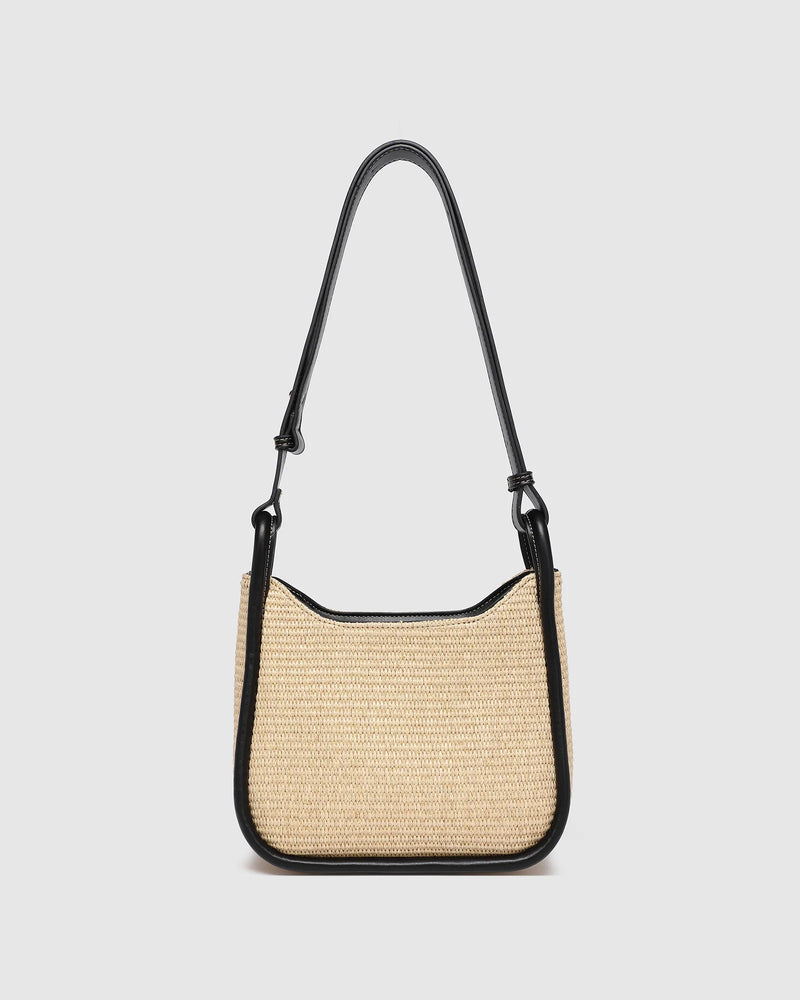 Clare Shoulder Bag Raffia Black