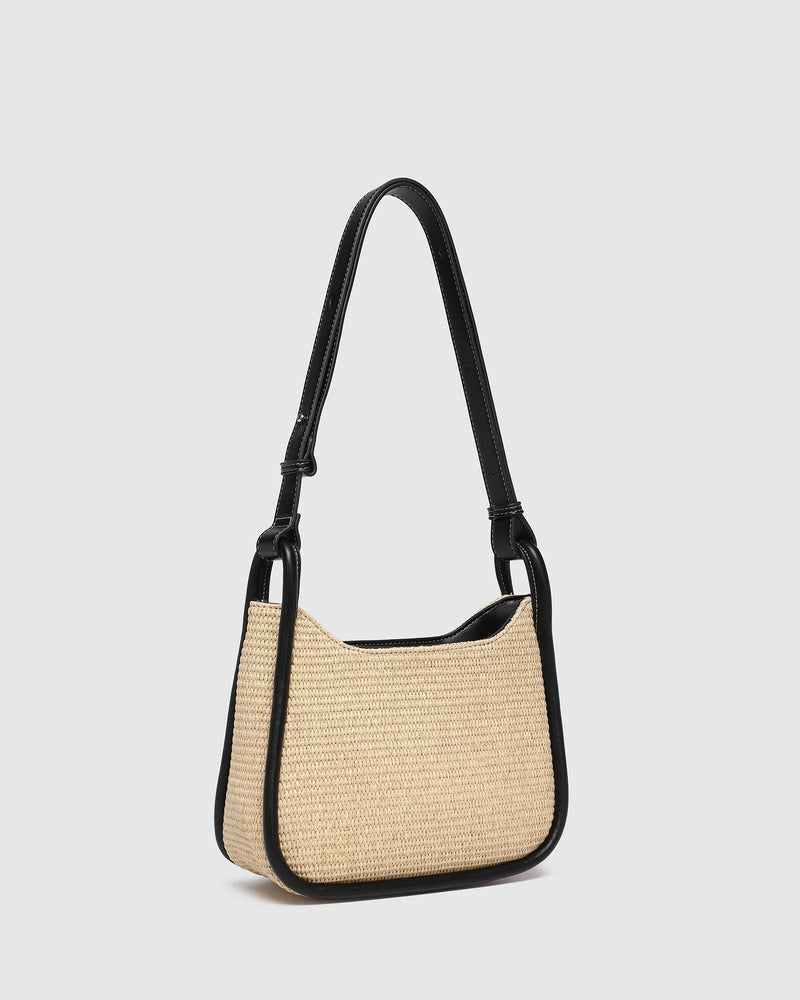 Clare Shoulder Bag Raffia Black