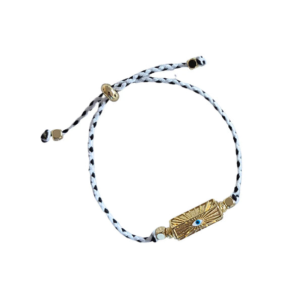 Cord Bracelet Blk/Wh Eye