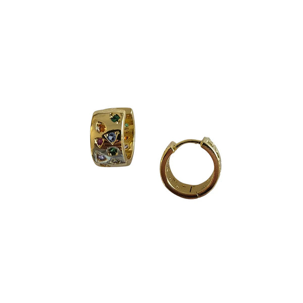 Gold Zircon Hoop Earring