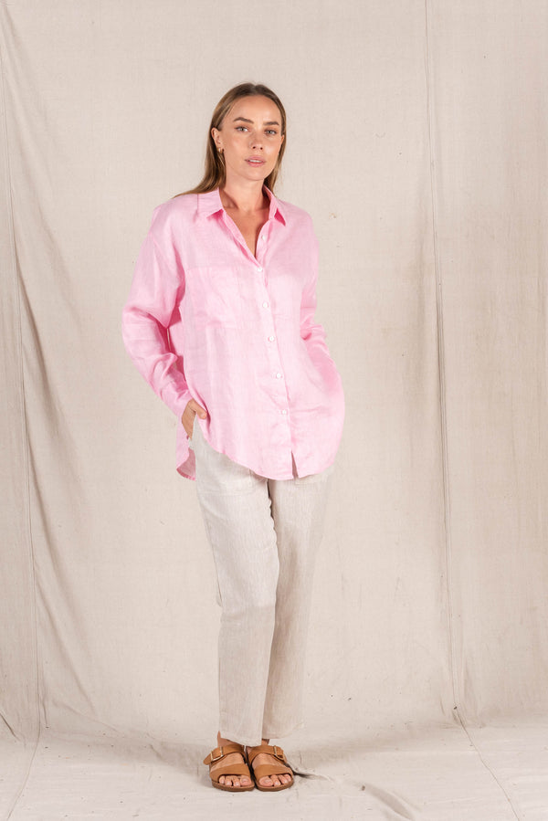 Millie Linen Shirt Pink