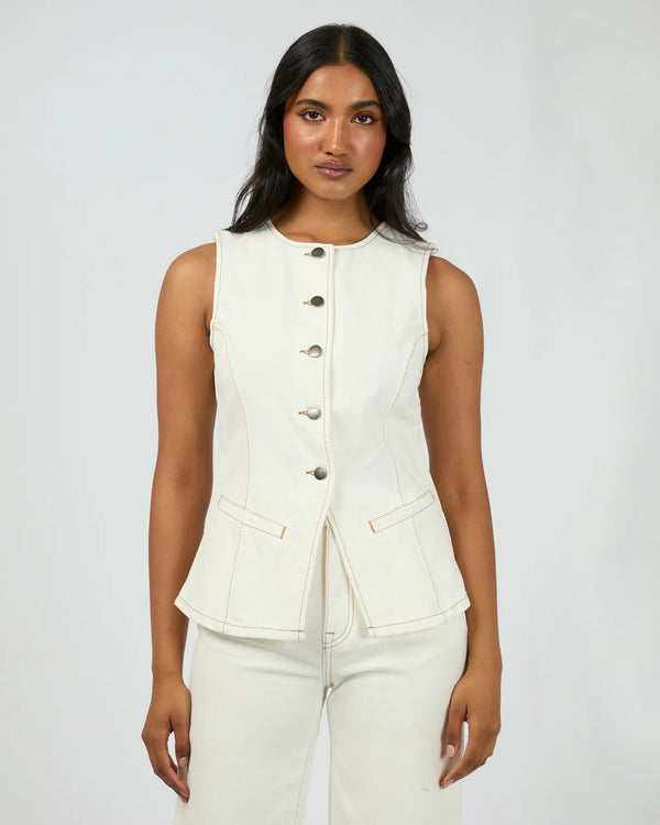 Lena Denim Vest Vintage White