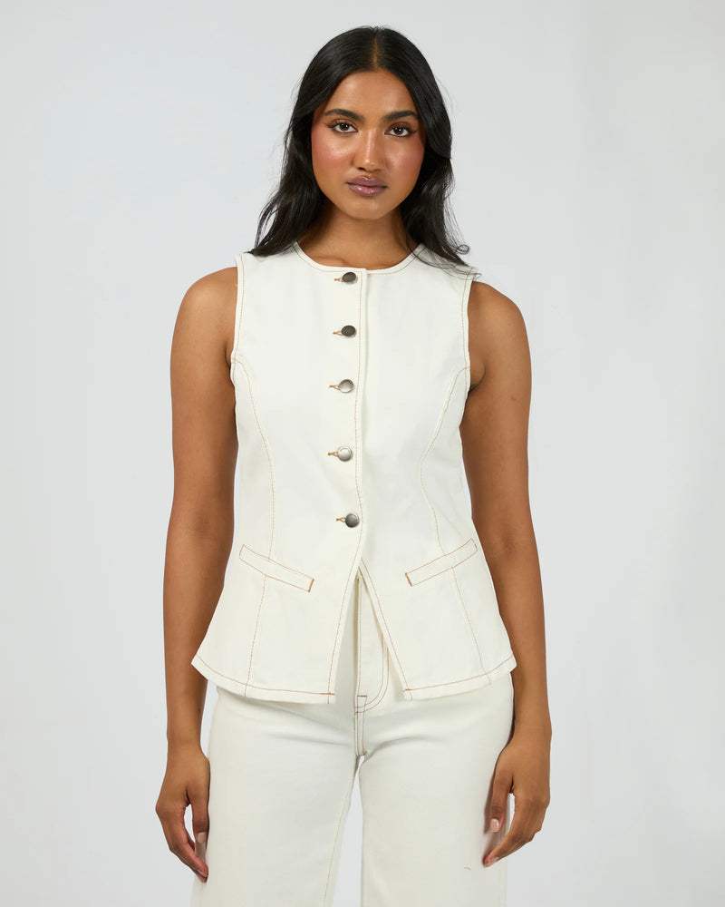 Lena Denim Vest Vintage White