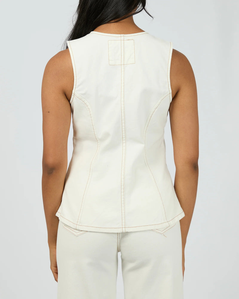 Lena Denim Vest Vintage White