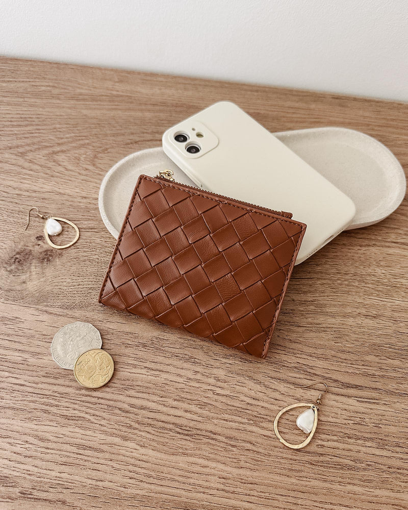 Lily Woven Wallet Tan