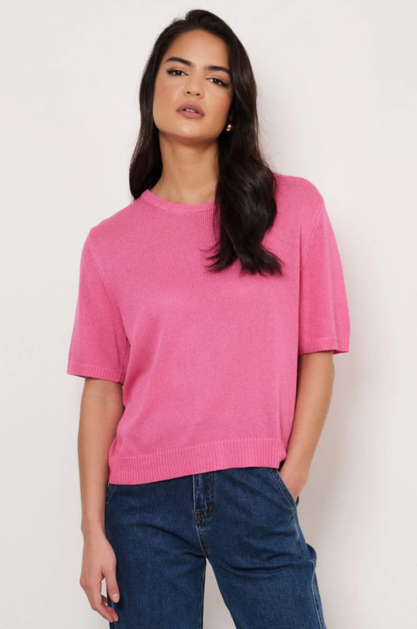 Lorelai Knit Short Sleeve Top Pink