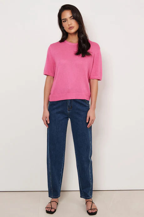 Lorelai Knit Short Sleeve Top Pink