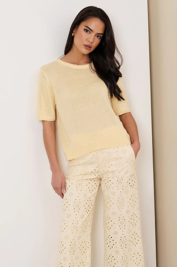 Lorelai Knit Short Sleeve Top Butter Yellow