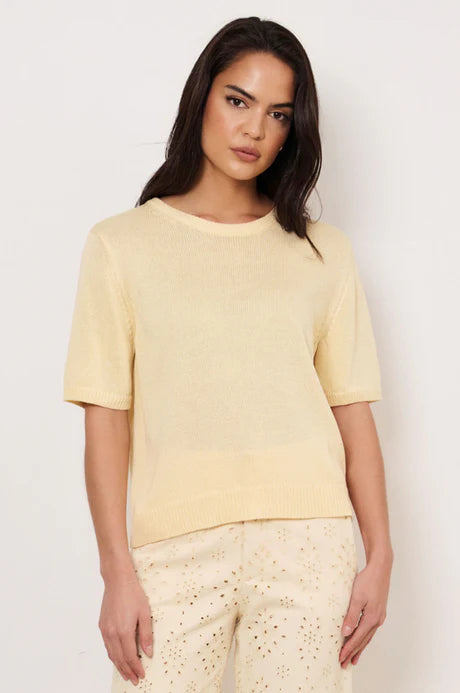 Lorelai Knit Short Sleeve Top Butter Yellow
